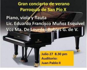 La parroquia de San Pío X invita a su gran concierto de verano este 27 de julio.