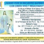 La parroquia de San Pío X te invita a su encuentro matrimonial 16 y 17 de febrero.