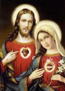 Ceremonia de entronización del Sagrado Corazón de Jesús y del Inmaculado Corazón de María en los hogares.