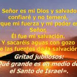 Salmo Isaías 12,2-6. Viernes 31 de Mayo de 2019. Fiesta de la Visitación de la Santísima Virgen María.