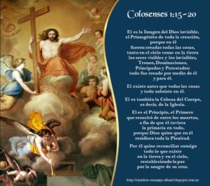 De la carta del Apóstol San Pablo a los Colosenses 1,15-20. Viernes 3 de Septiembre de 2021.